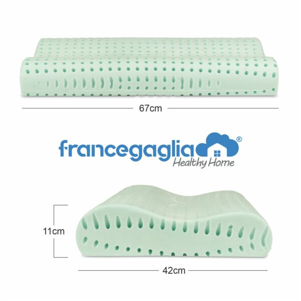 Cuscino Cervicale Aloe Vera in Memory Foam Naturale - Doppia Onda Ergonomica  Sollievo del Collo e Riposo Ottimale. Maia - immagine 2