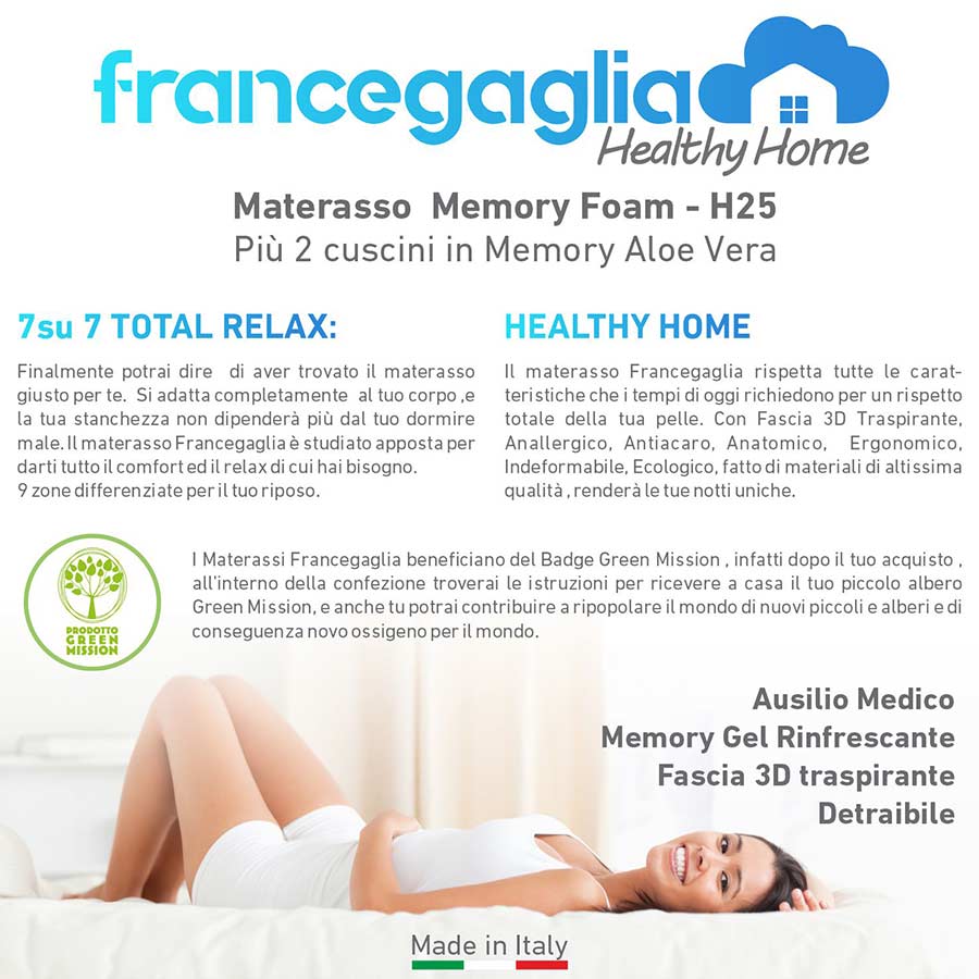 DAFNE - Cuscino Memory Foam Cervicale - Oli Essenziali Ylang Ylang -  Francegaglia I Migliori Materassi Memory Made In Italy