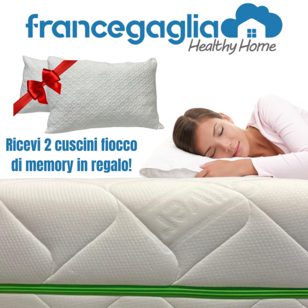 Materasso Memory Foam H25 cm – Memory Massaggiante 5 cm - Tessuto Silver Ioni d'Argento - 7 Zone Differenziate - Made in Italy - Cuscini Fiocco di Memory Inclusi – Dispositivo Medico - immagine 2