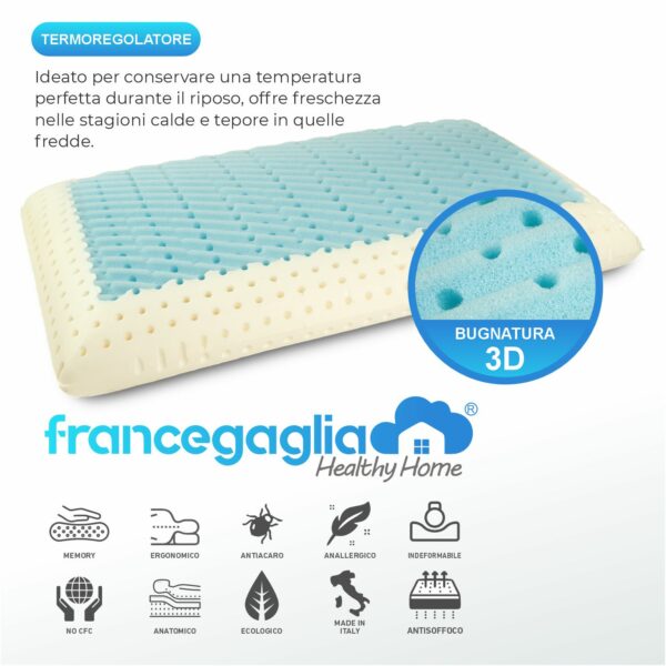 Coppia Cuscini Memory Foam - 3D Bugnato Rifrescante- Anallergico Traspirante H14cm - Mod. Nemesi