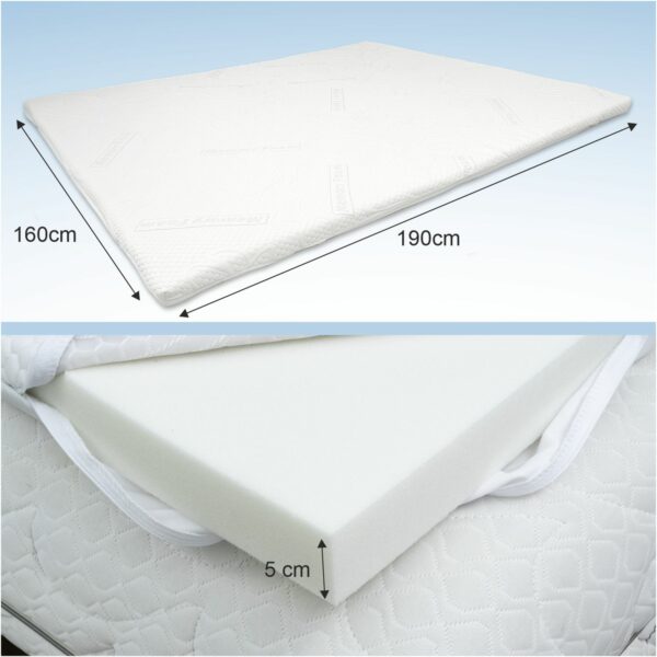 Topper Memory Foam 5 cm - Sfoderabile, Antiacaro, Tessuto con Ioni d'Argento - Comfort Ergonomico - SleepLux - immagine 3