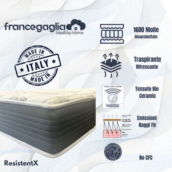 Materasso Bioceramic ResistentX 1600 Molle- Lusso e Tecnologia per un Riposo Perfetto - immagine 3