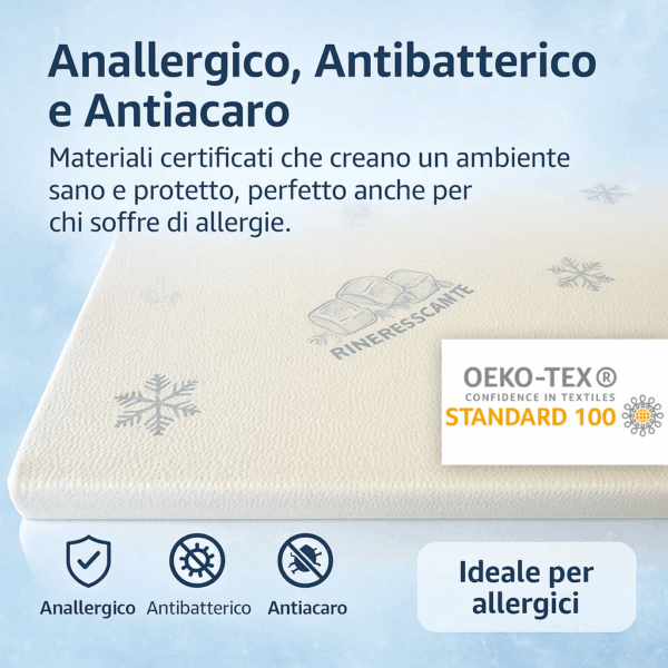 Topper Climax  Rinfrescante  Memory Foam 6 cm – Coprimaterasso Fresco Estivo tessuto FIR - immagine 5
